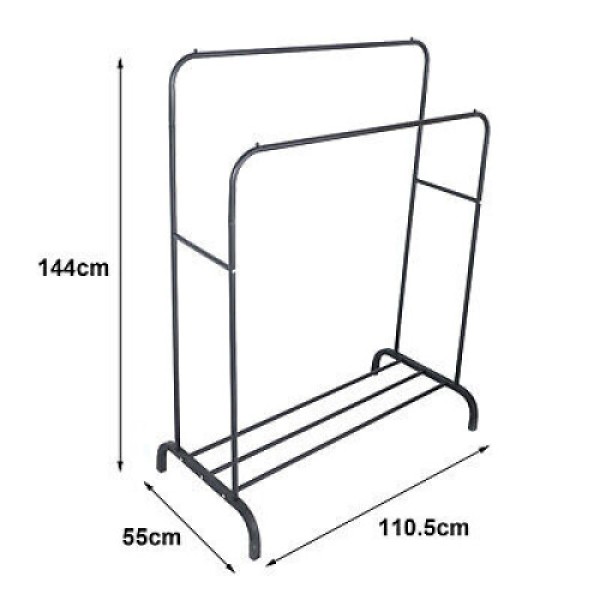 (Black) Double-layer coat rack/clothes hanger/storage rack